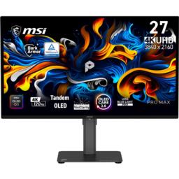 MSI Pro MAX 271UPX12G monitor komputerowy 67,3 cm (26.5") 3840 x 2160 px UltraWide Full HD QD-OLED Czarny