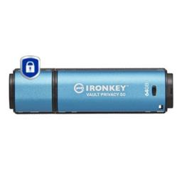 Kingston Technology IronKey Vault Privacy 50 pamięć USB 64 GB USB Typu-A 3.2 Gen 1 (3.1 Gen 1) Czarny, Niebieski