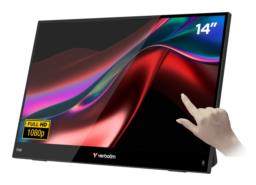 Verbatim Portable 14" FHD Touch Monitor LIGHT Przenośny monitor Czarny 35,6 cm (14") LCD 1920 x 1080 px