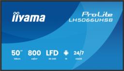 iiyama LH5066UHSB-B1AG signage display Płaski panel Digital Signage 127 cm (50") LCD Wi-Fi 800 cd/m2 4K Ultra HD Czarny Procesor wbudowany Android 24/7