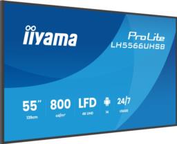 iiyama LH5566UHSB-B1AG signage display Płaski panel Digital Signage 139,7 cm (55") LCD Wi-Fi 800 cd/m2 4K Ultra HD Czarny Procesor wbudowany Android 24/7