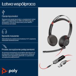 Poly Blackwire 5220 Stereo USB-C Headset +3.5mm Plug +USB-C/A Adapter