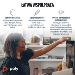 Poly Blackwire 3210 Monaural USB-C Headset +USB-C/A Adapter