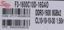 G.SKILL ARES DDR3 2X8GB 1600MHZ CL10 XMP LOW PROFILE F3-1600C10D-16GAO