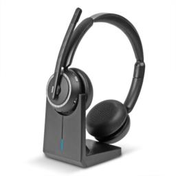 Lindy L118 Zestaw słuchawkowy Bezprzewodowy Opaska na głowę Biuro/centrum telefoniczne USB Type-C Bluetooth Podstawka do ładowania Czarny