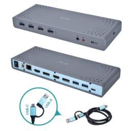 i-tec CADUAL4KDOCK stacja dokująca Przewodowa USB 3.2 Gen 1 (3.1 Gen 1) Type-C Czarny, Turkusowy