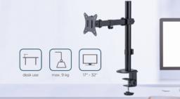 GEMBIRD BIURKOWE REGULOWANE RAMIĘ/UCHWYT NA MONITOR 17-32, VESA 100X100MM, DO 9 KG