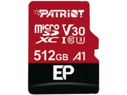 Karta pamięci z adapterem Patriot Memory EP Pro PEF512GEP31MCX (512GB; Class 10, Class A1, Class U3, V30; Adapter, Karta pamięci)